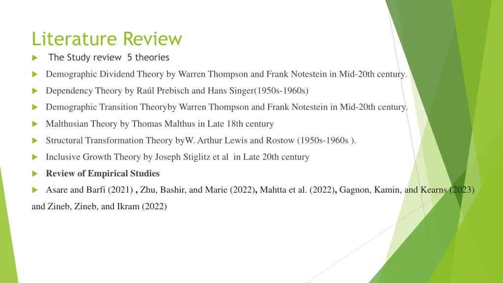 literature review the study review 5 theories