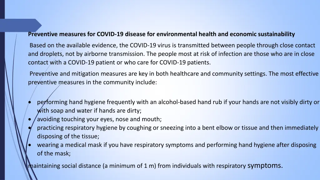 preventive measures for covid 19 disease