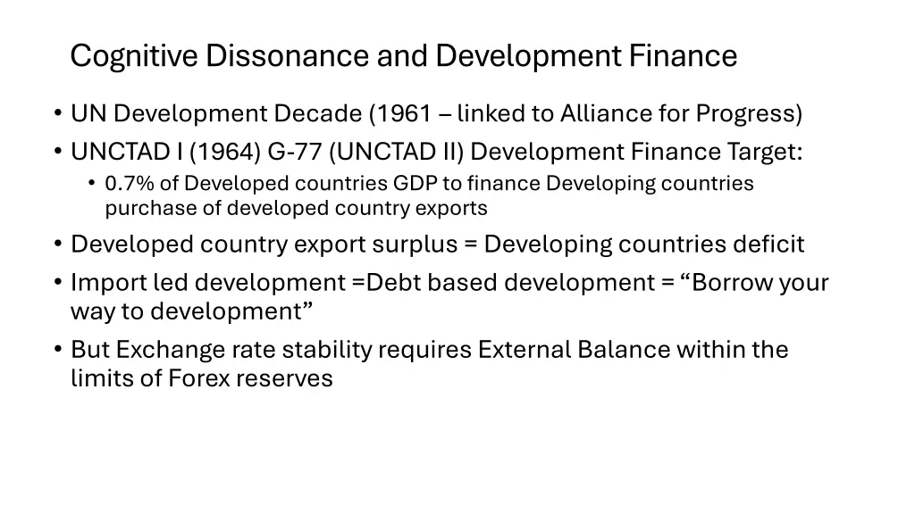 cognitive dissonance and development finance