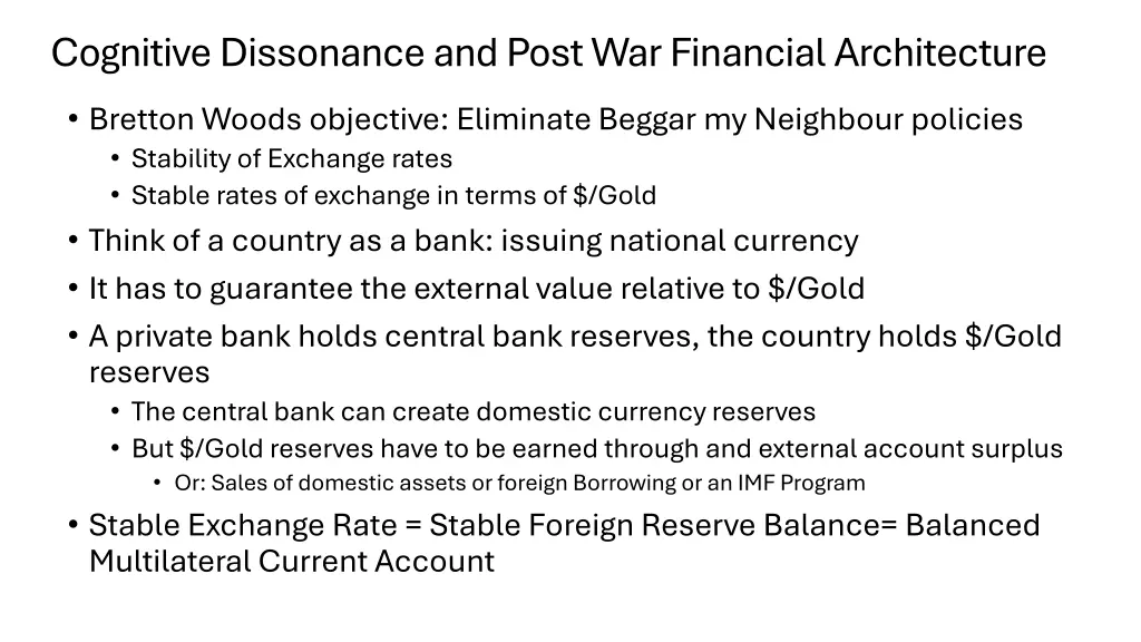 cognitive dissonance and post war financial