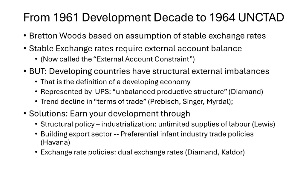 from 1961 development decade to 1964 unctad
