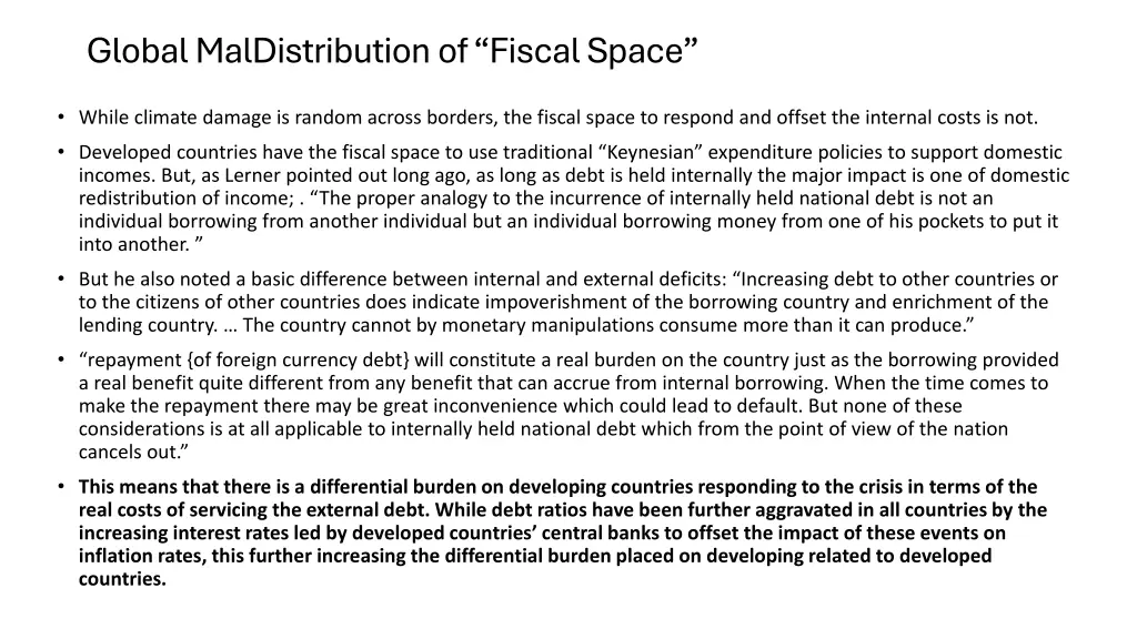 global maldistribution of fiscal space