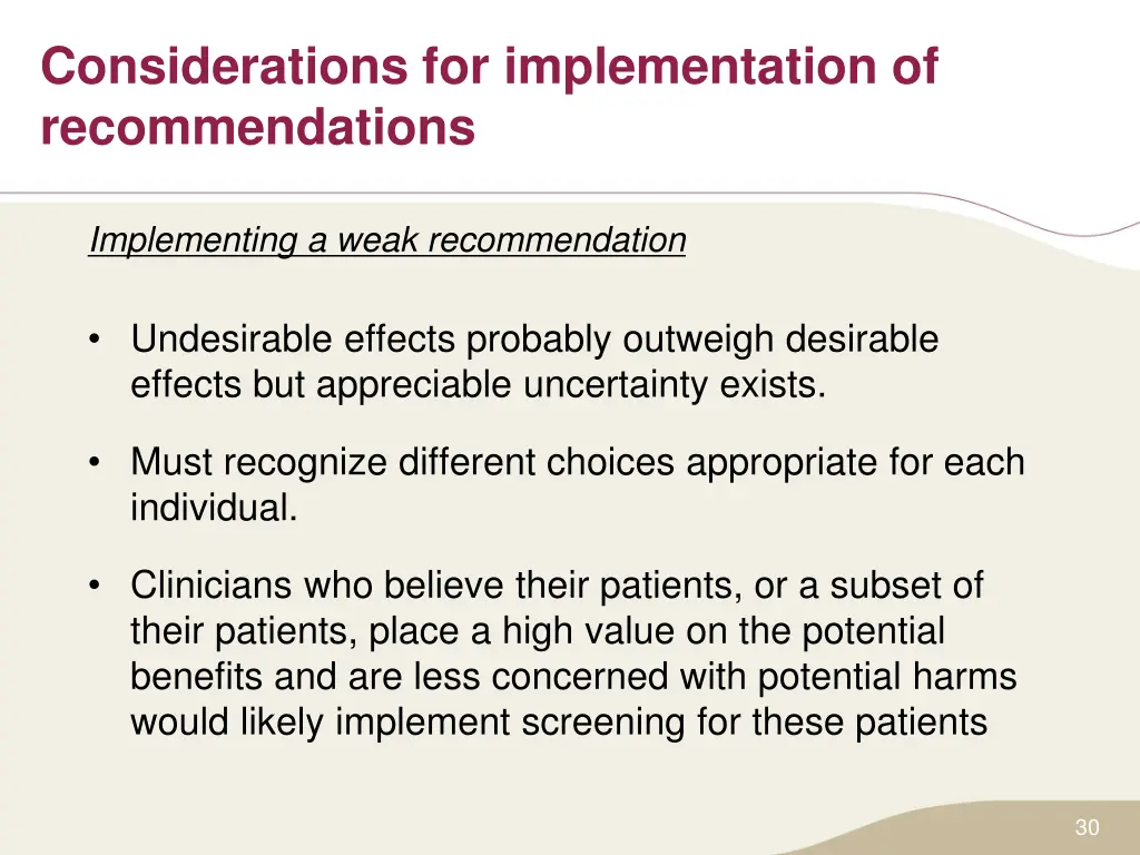 considerations for implementation 1