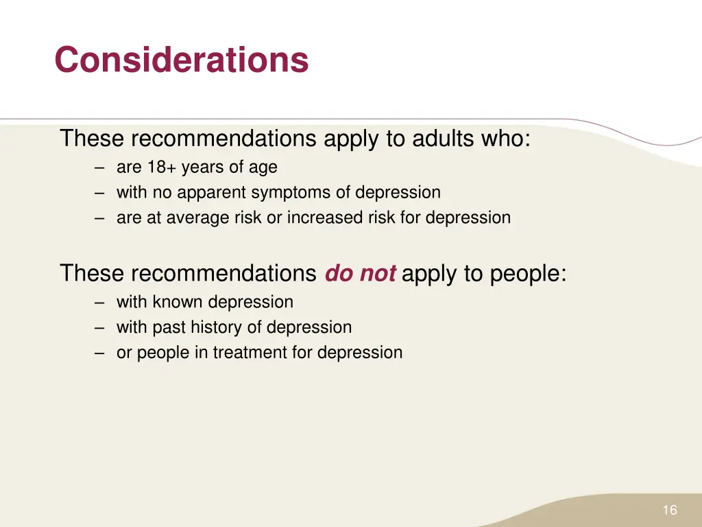 considerations
