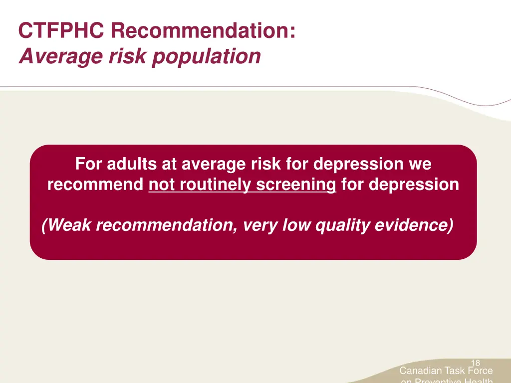 ctfphc recommendation average risk population