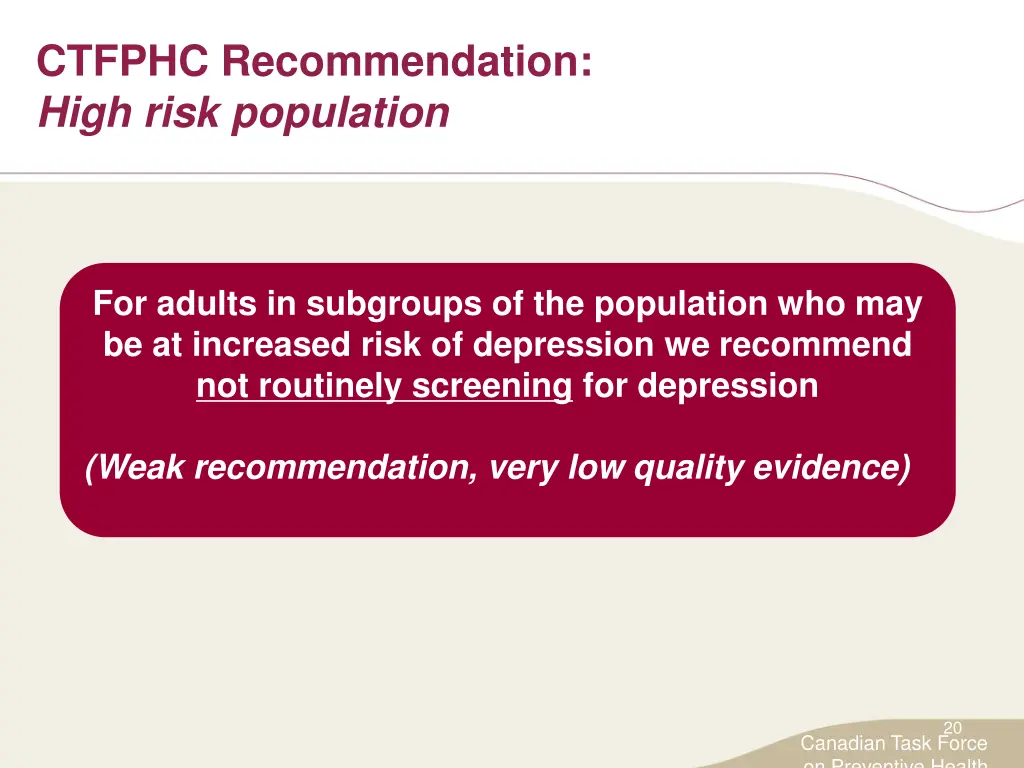ctfphc recommendation high risk population