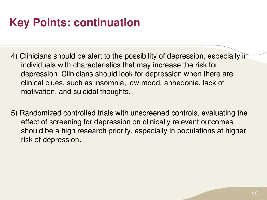 key points continuation