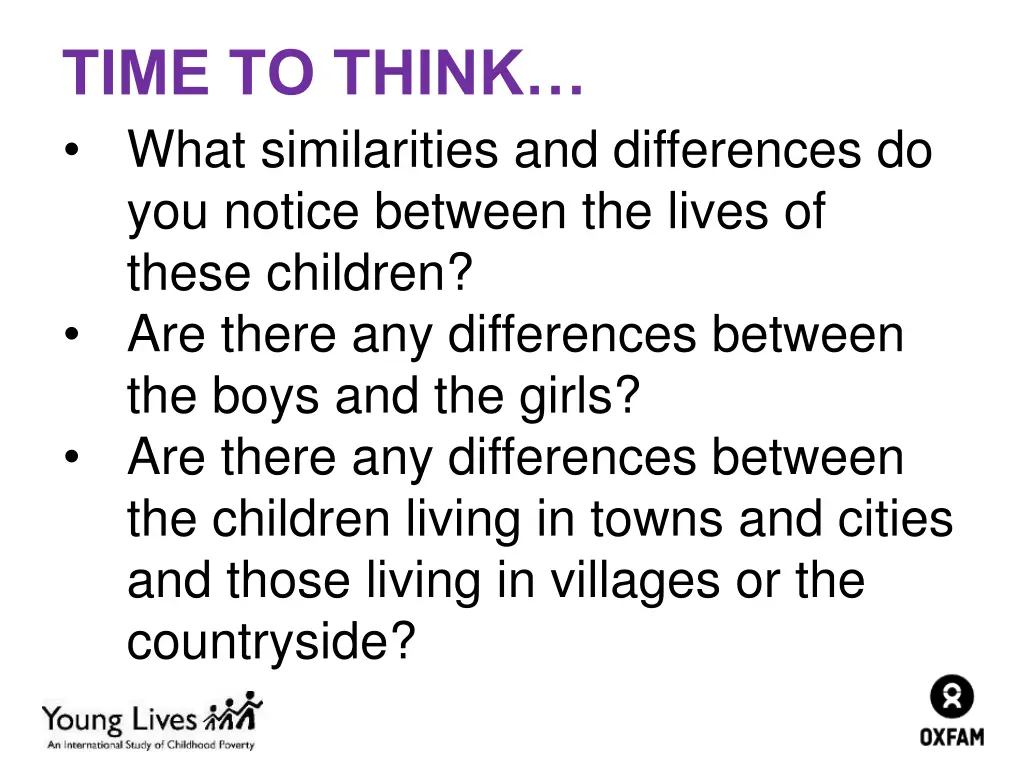 time to think what similarities and differences