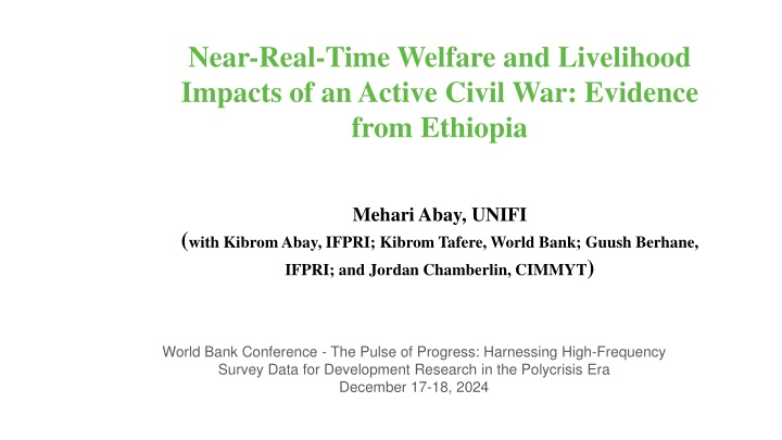 near real time welfare and livelihood impacts