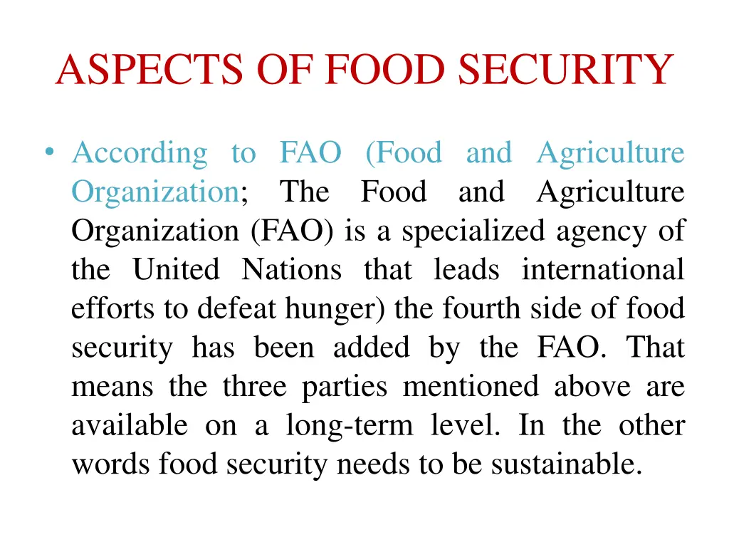 aspects of food security 1