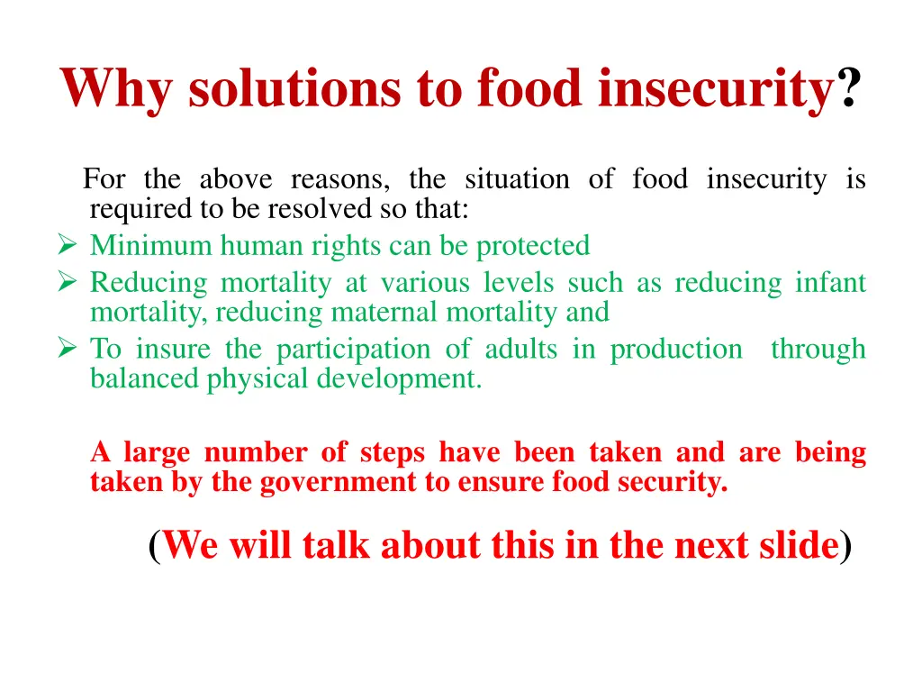why solutions to food insecurity