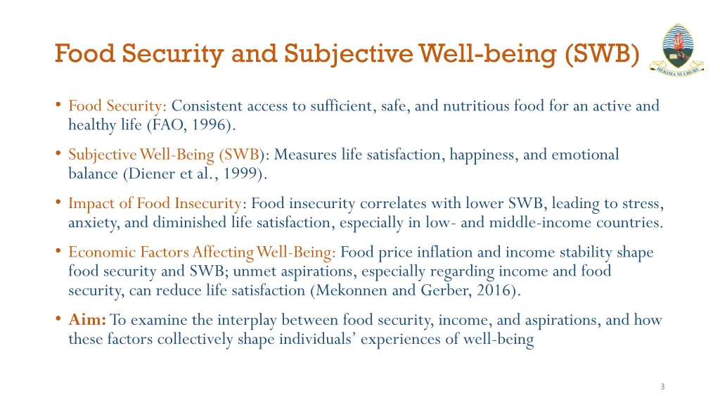 food security and subjective well being swb
