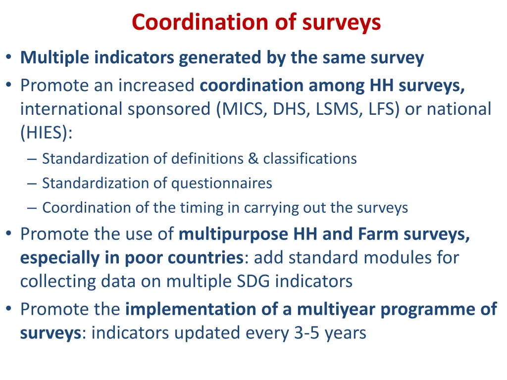 coordination of surveys