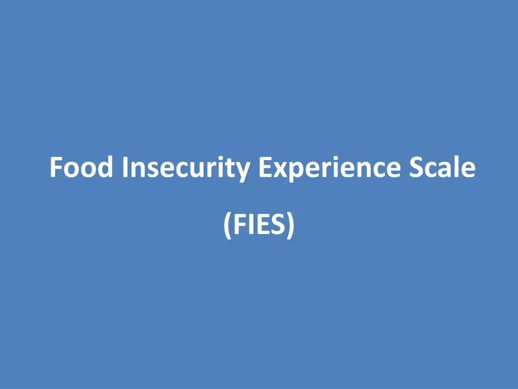 food insecurity experience scale
