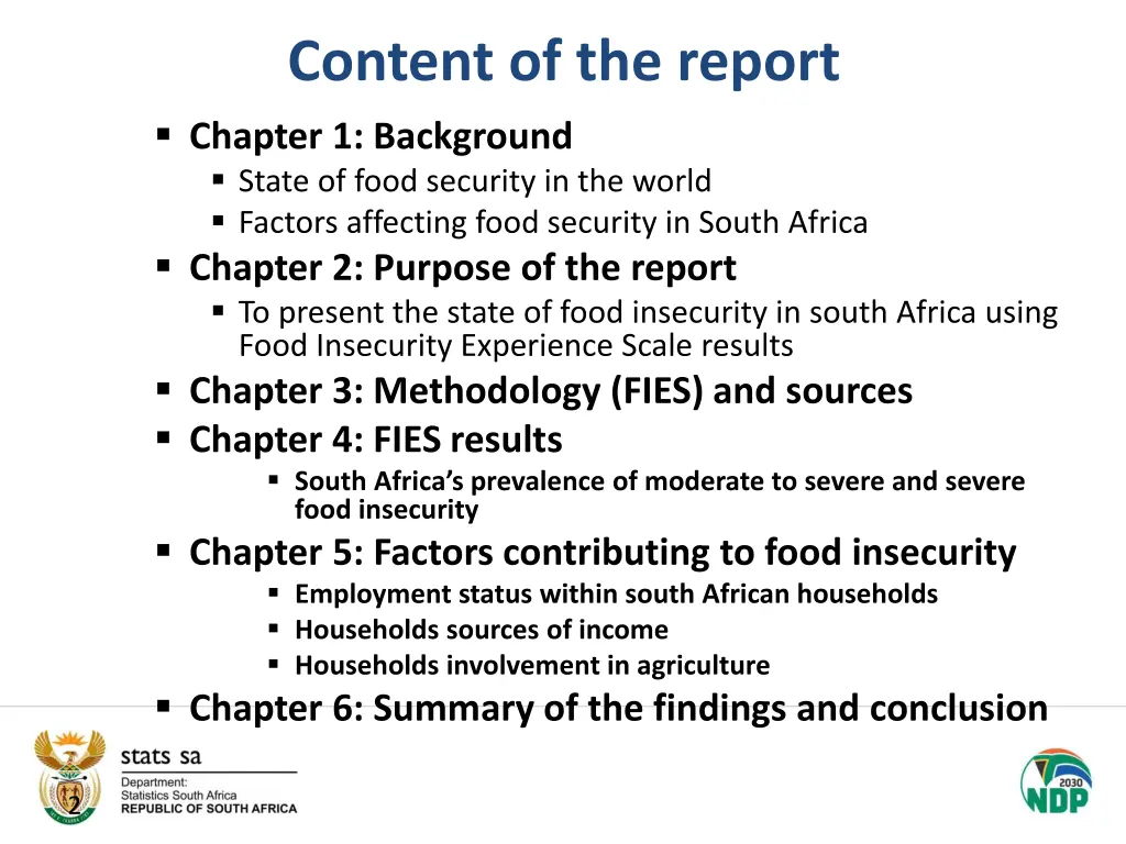 content of the report chapter 1 background state