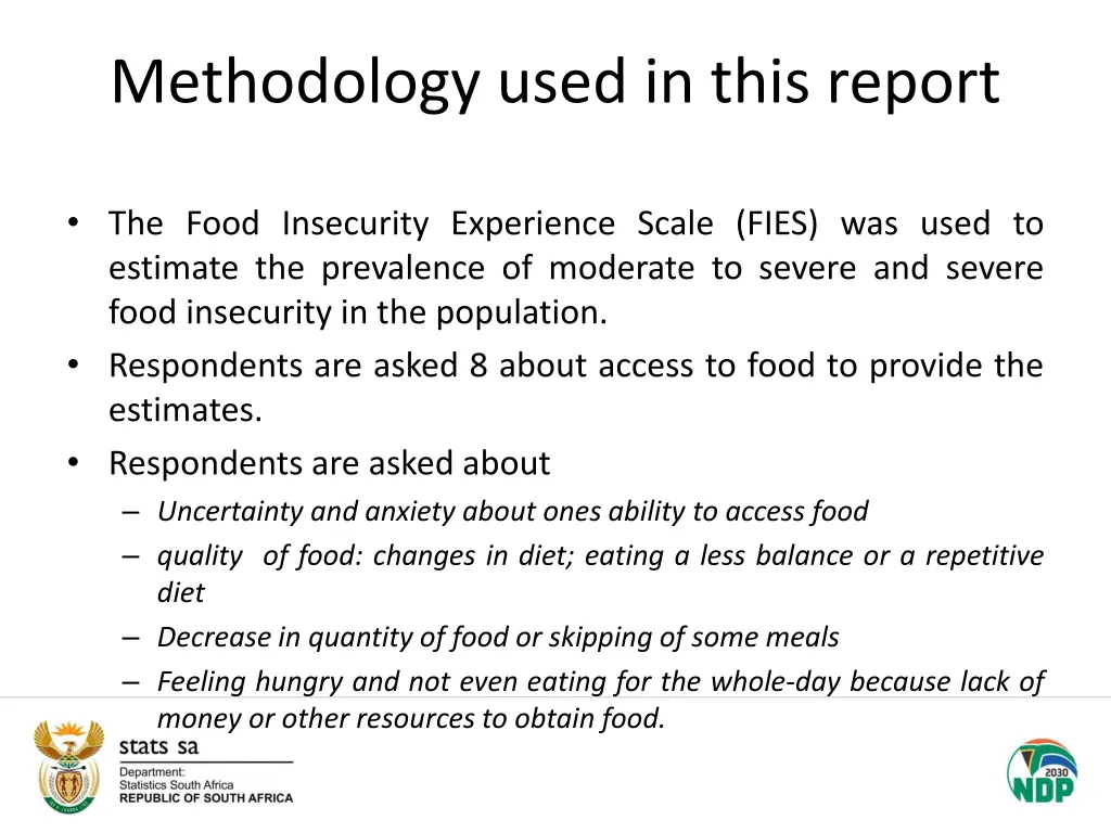 methodology used in this report