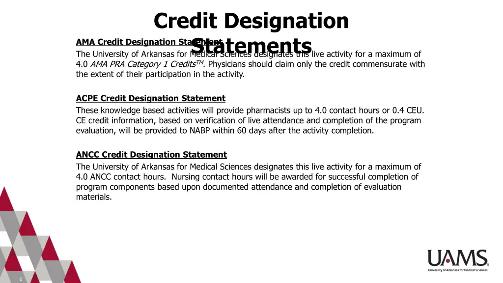 credit designation statements