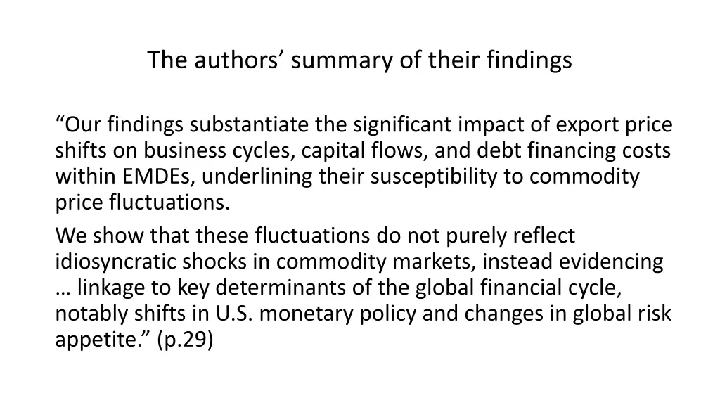 the authors summary of their findings