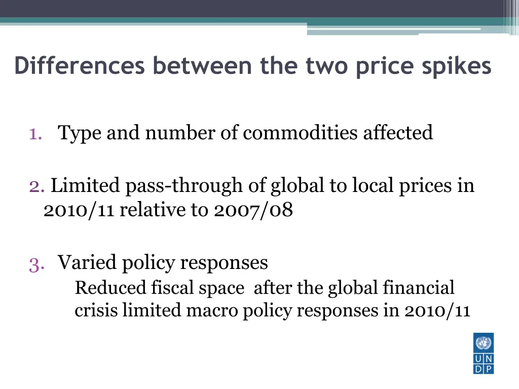 differences between the two price spikes
