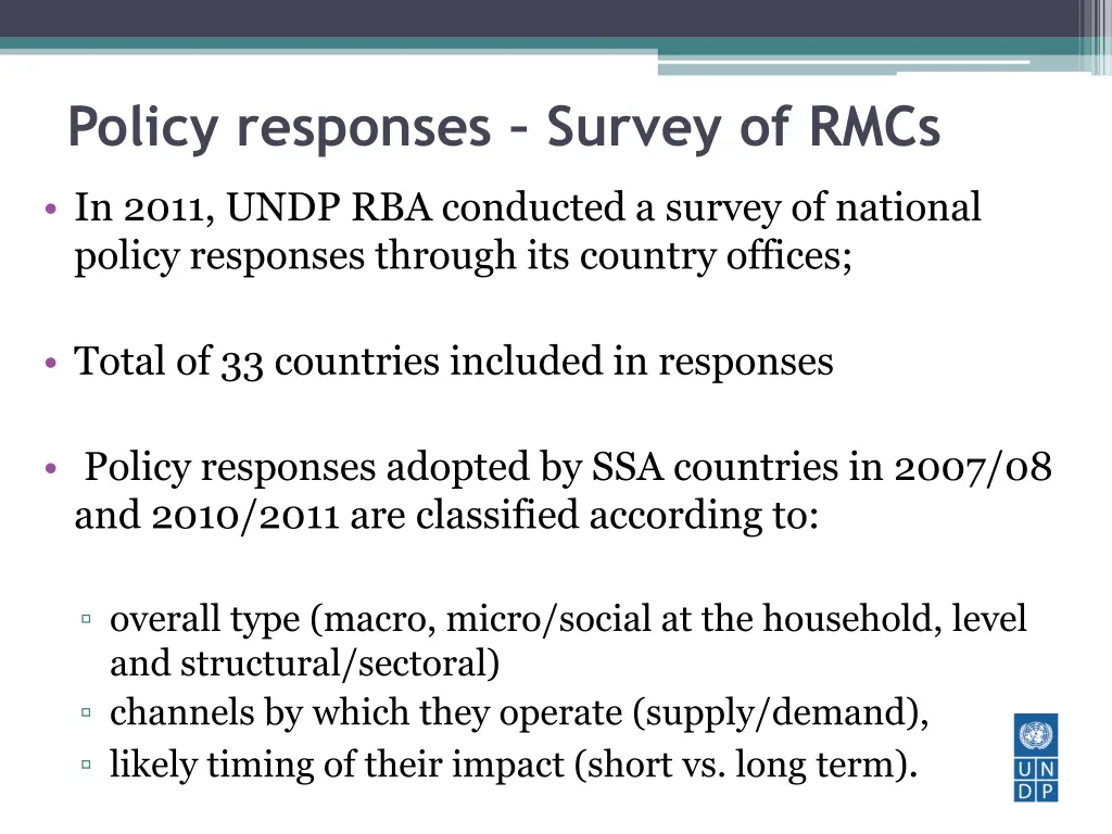 policy responses survey of rmcs