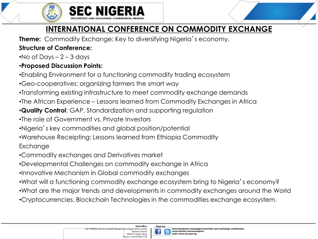 international conference on commodity exchange