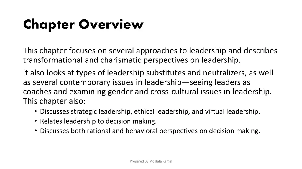 chapter overview
