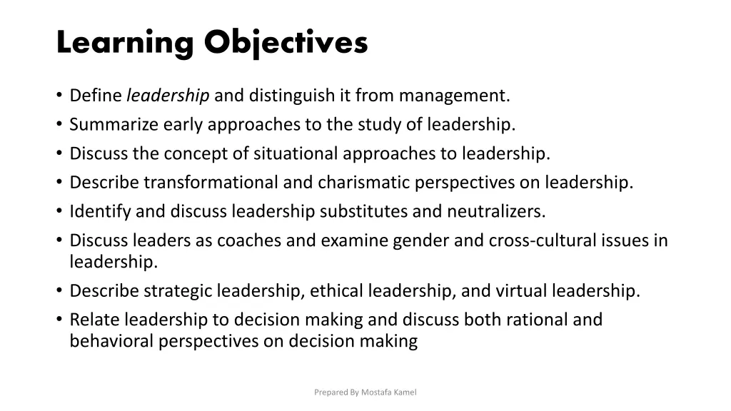learning objectives