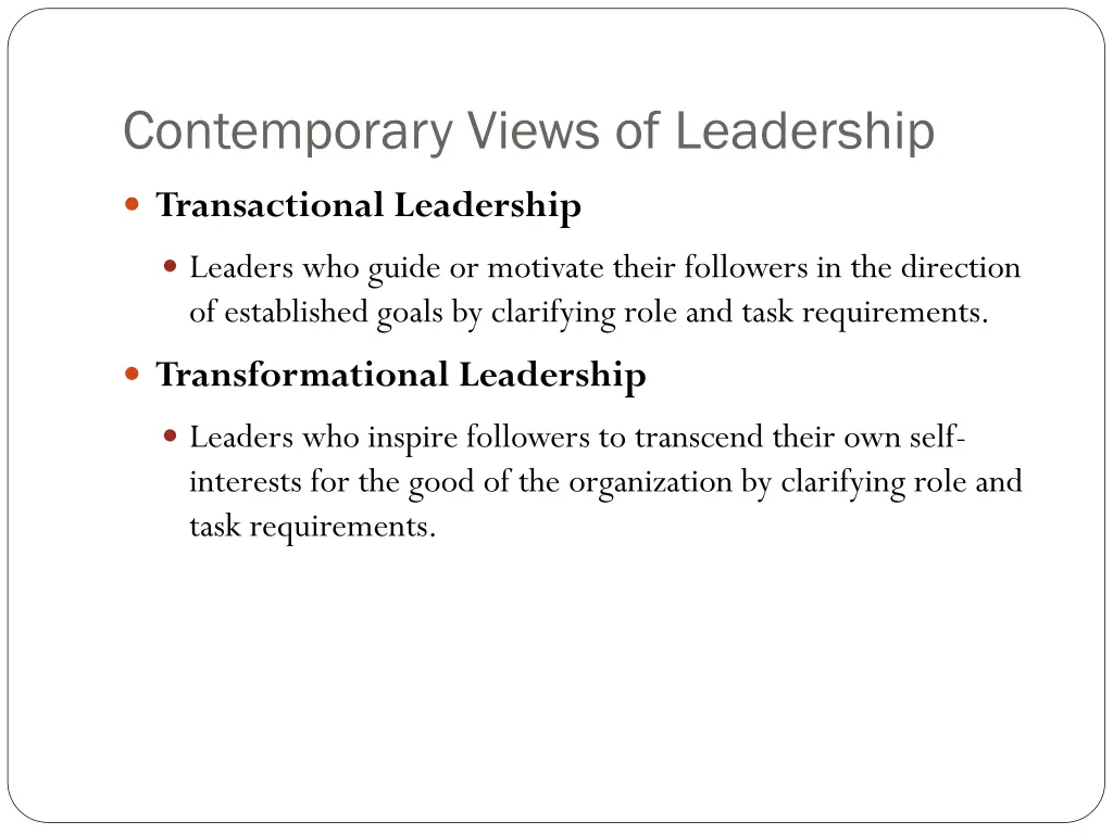 contemporary views of leadership