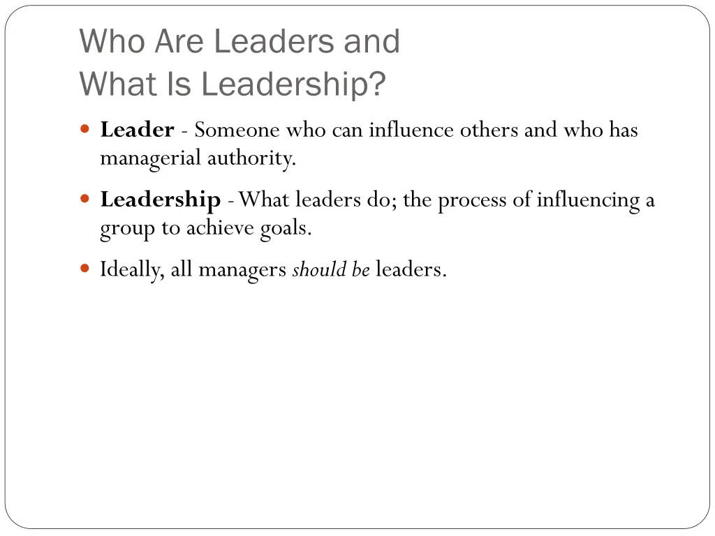 who are leaders and what is leadership