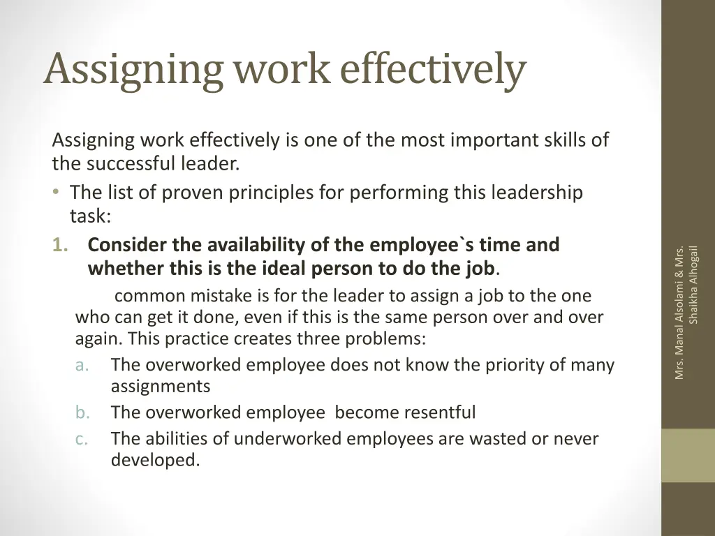 assigning work effectively