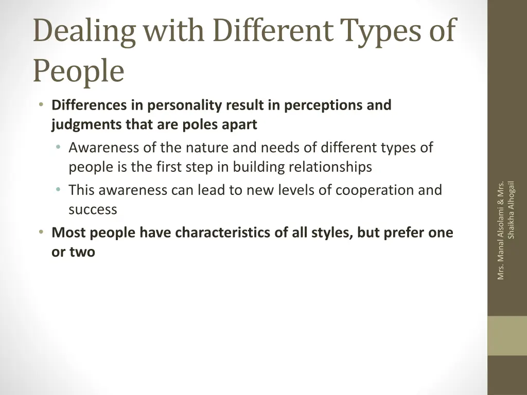 dealing with different types of people