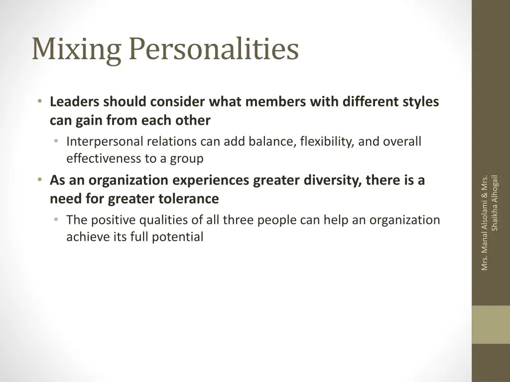 mixing personalities