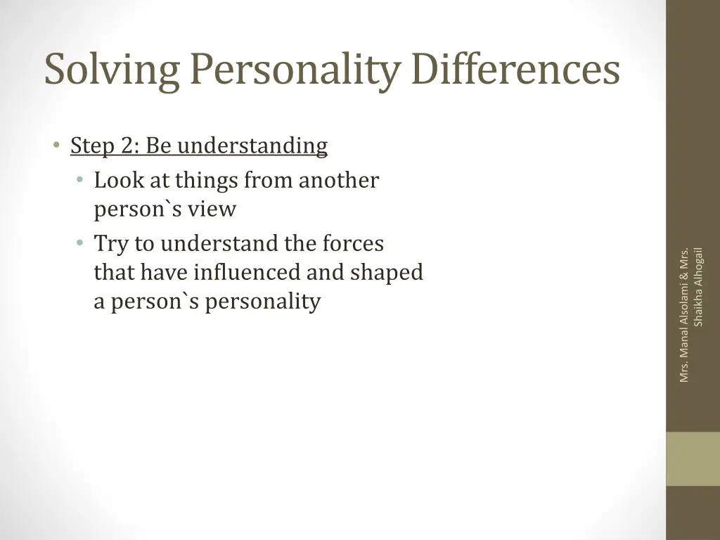 solving personality differences 1