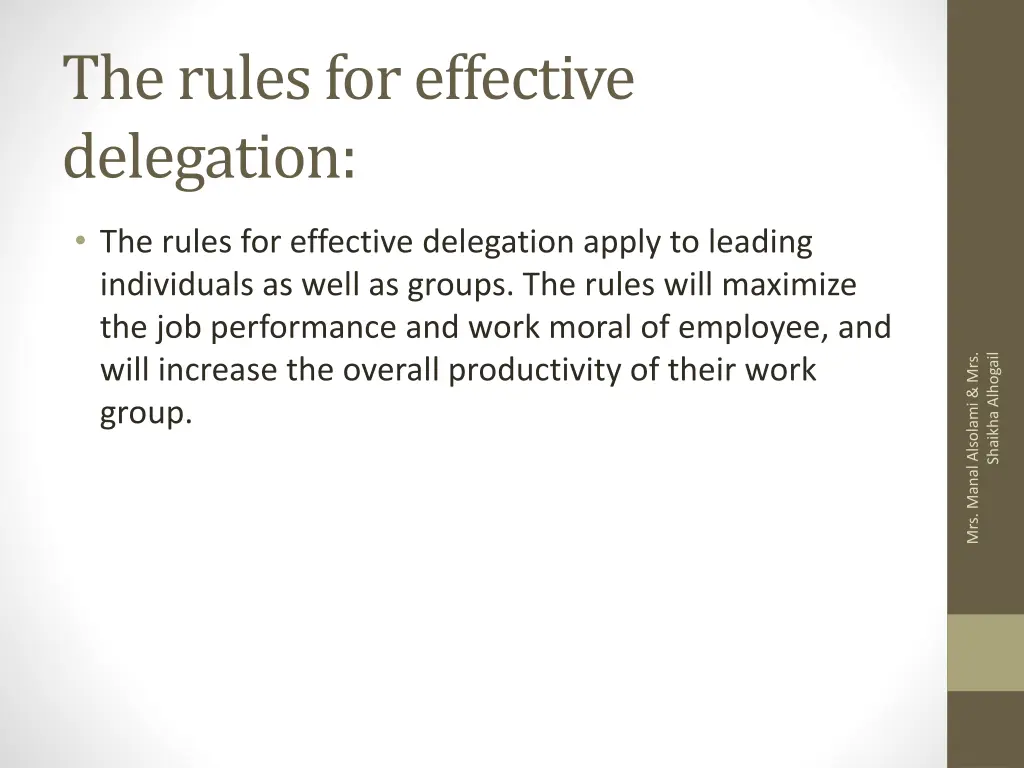 the rules for effective delegation