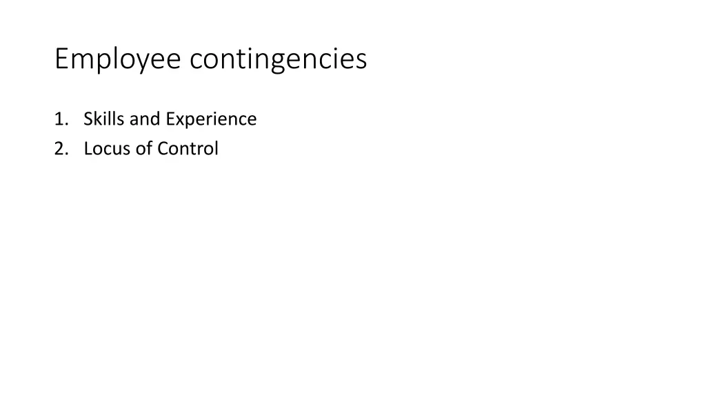 employee contingencies