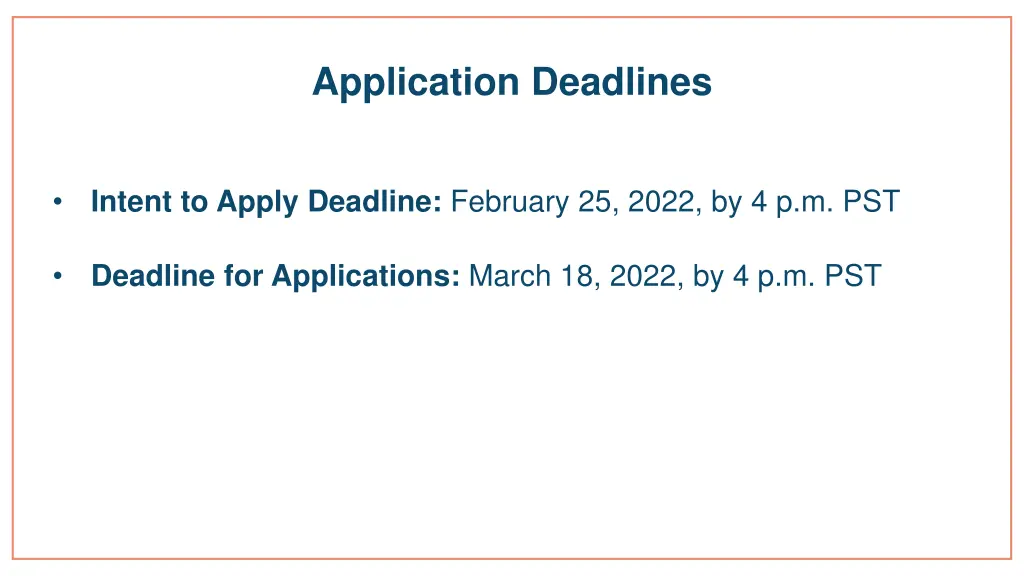 application deadlines