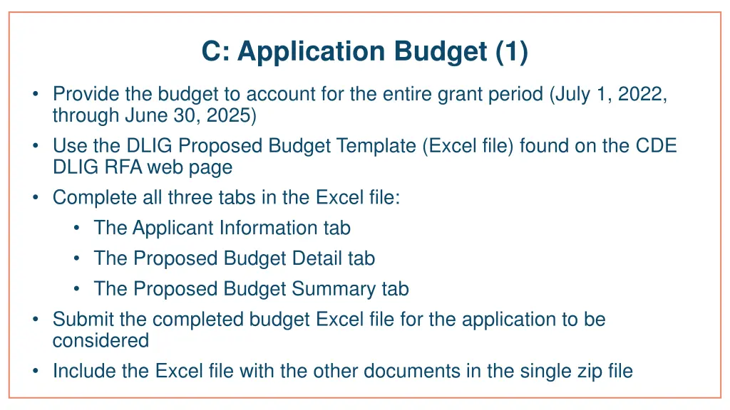 c application budget 1