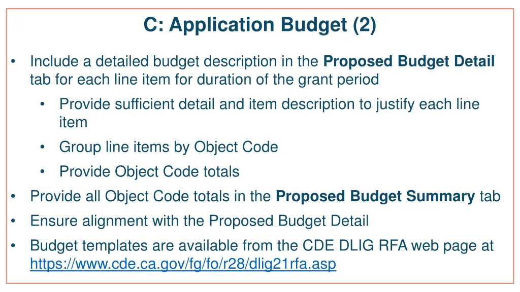 c application budget 2