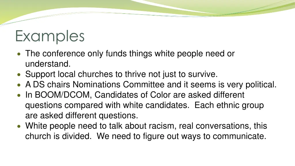examples the conference only funds things white