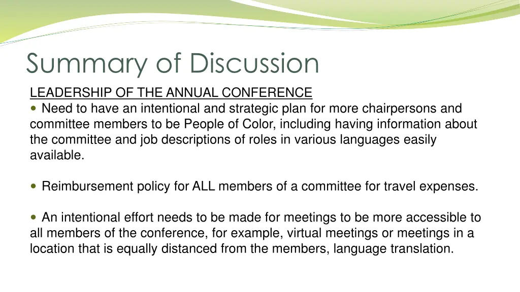 summary of discussion leadership of the annual