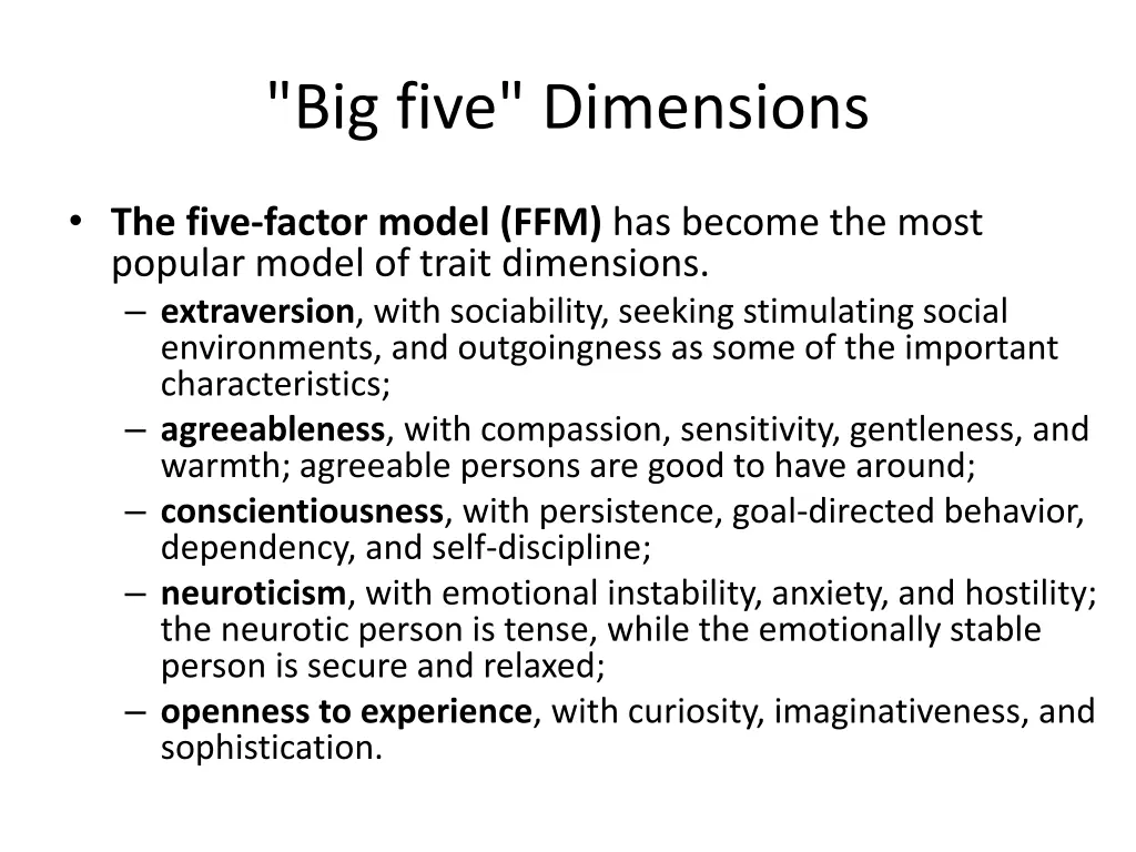 big five dimensions