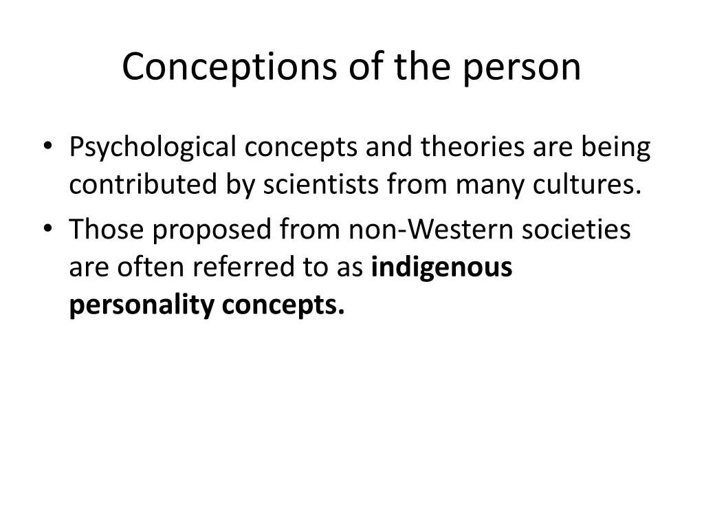 conceptions of the person