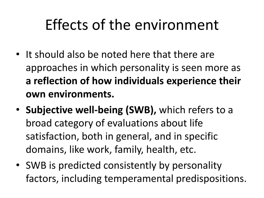 effects of the environment