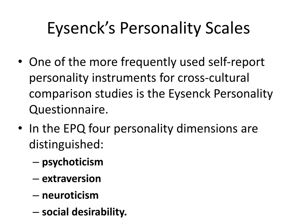 eysenck s personality scales
