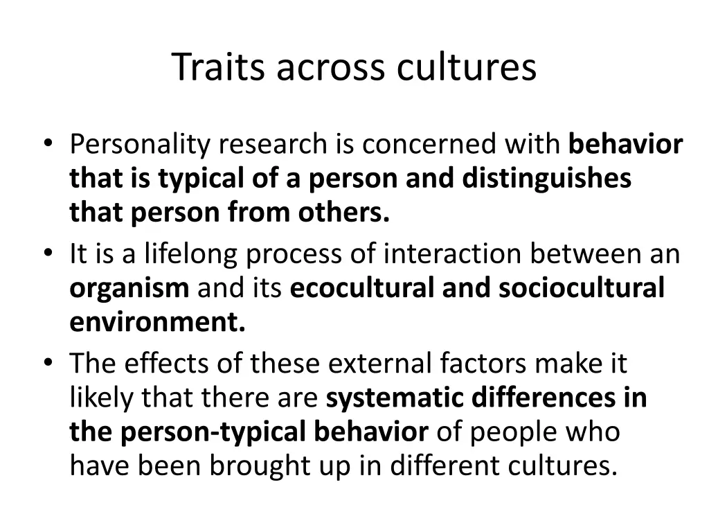 traits across cultures