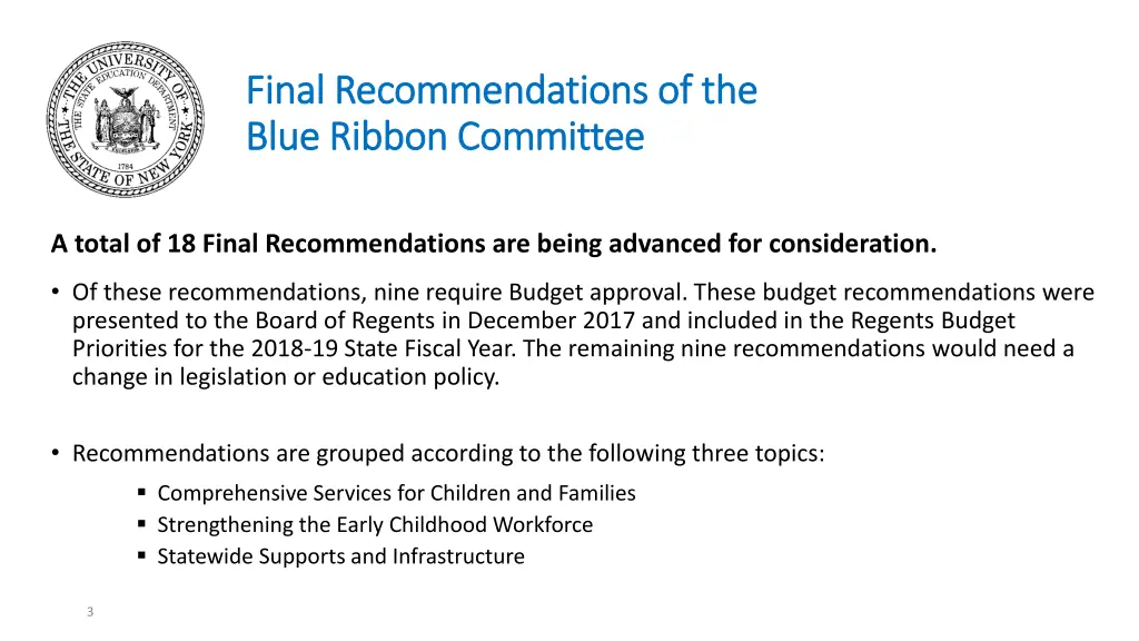 final recommendations of the final