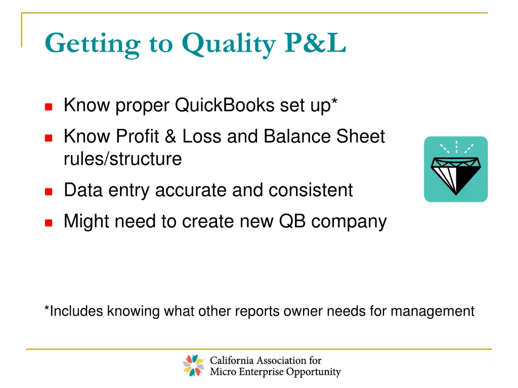 getting to quality p l