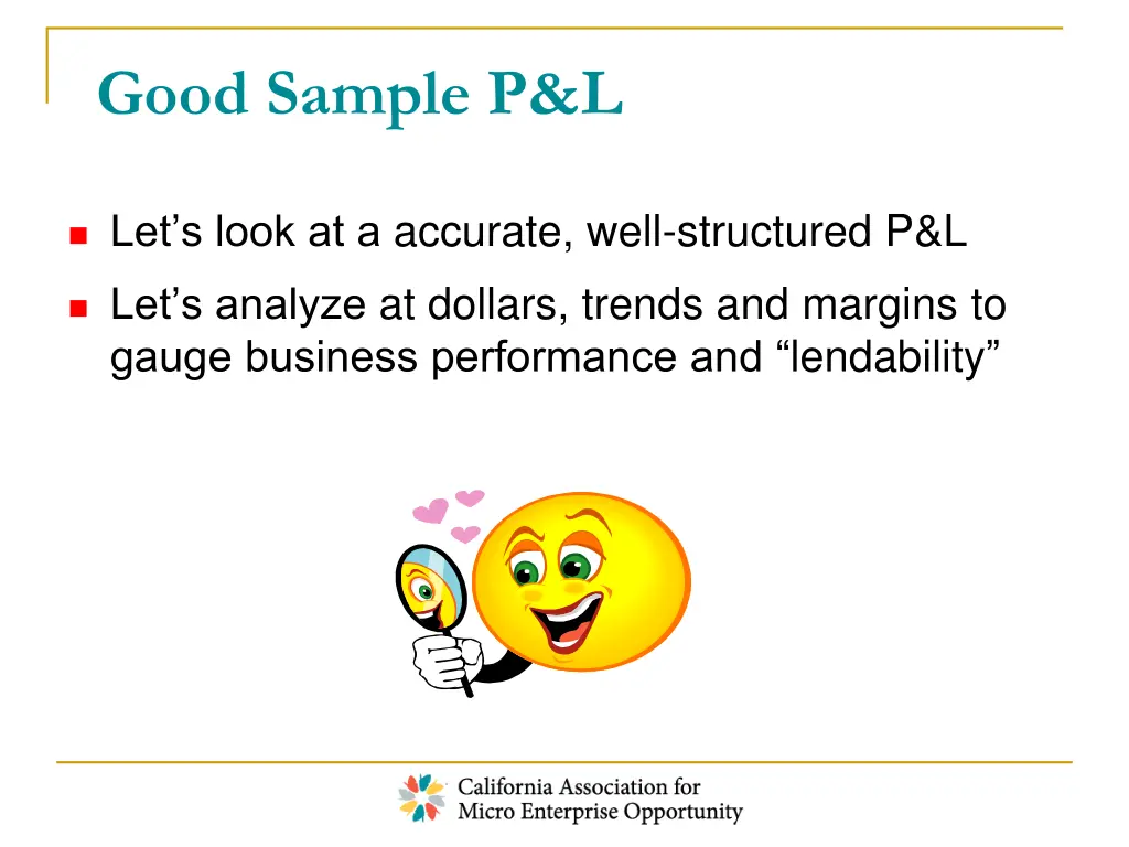 good sample p l
