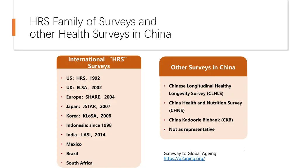 hrs family of surveys and other health surveys