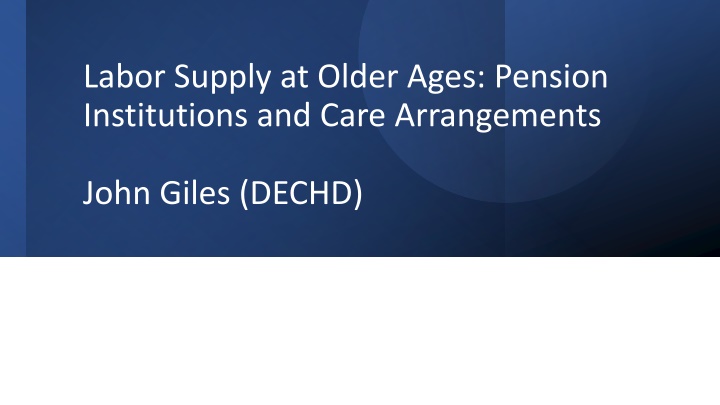 labor supply at older ages pension institutions